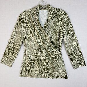 NWOT J. McLaughlin Top Blouse Catalina Cloth Faux Wrap V-neck size M 3/4 Sleeves